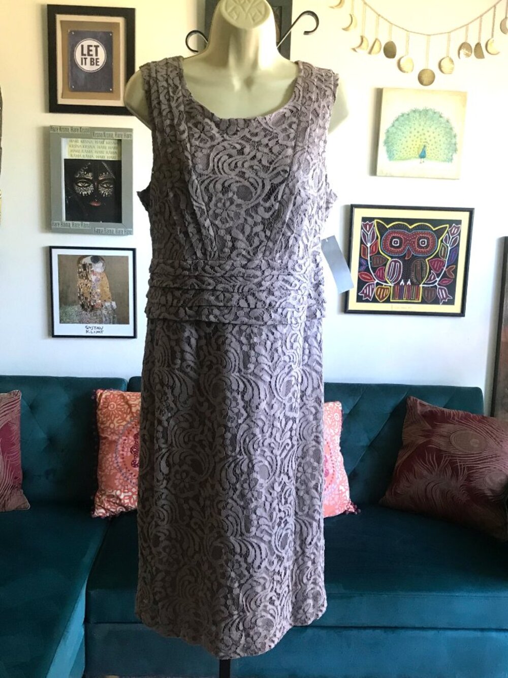 EVA MENDES New York & Company size 8 Mauve Sleeveless Lace Sheath Dress NWT